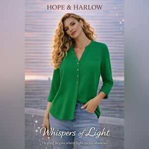 Size S • Hope & Harlow Kelly Green Button Blouse – Lightweight Top